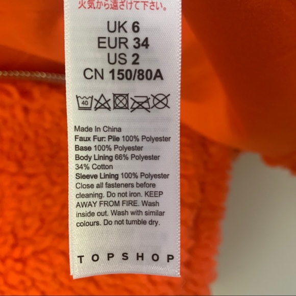 Topshop Orange Striped Teddy Sherpa Jacket - Picture 8 of 8